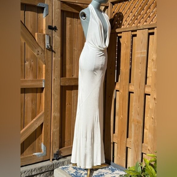 🆕 RAT & BOA 🧿 NWOT Winona White Slinky Cowl Neck Jersey Gown, Sz M - Picture 9 of 16